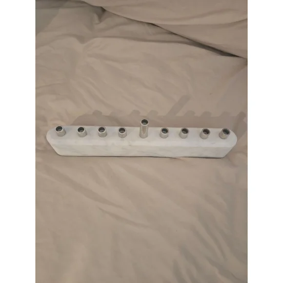 Holiday Menorah Marble White Silver One Size - Picture 3 of 3